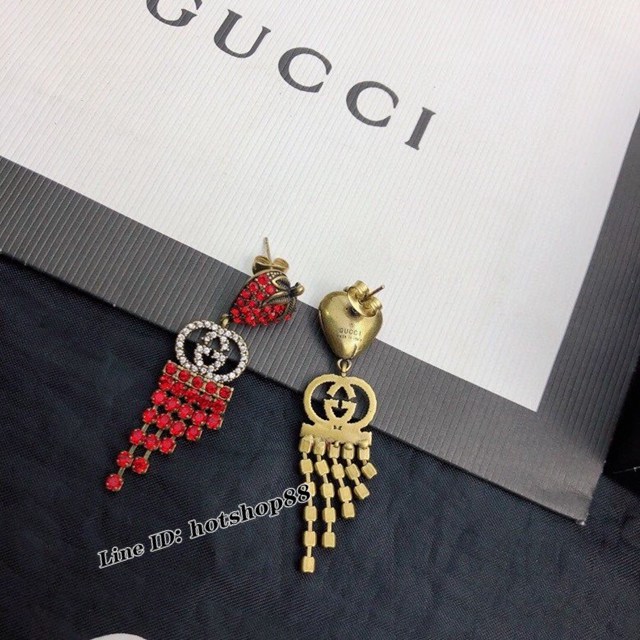 Gucci古奇專櫃爆款飾品 古馳最新紅鑽草莓耳釘 zgb2633